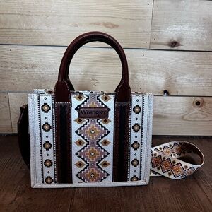 Wrangler Women's Geometric Tote - Brown and Cream